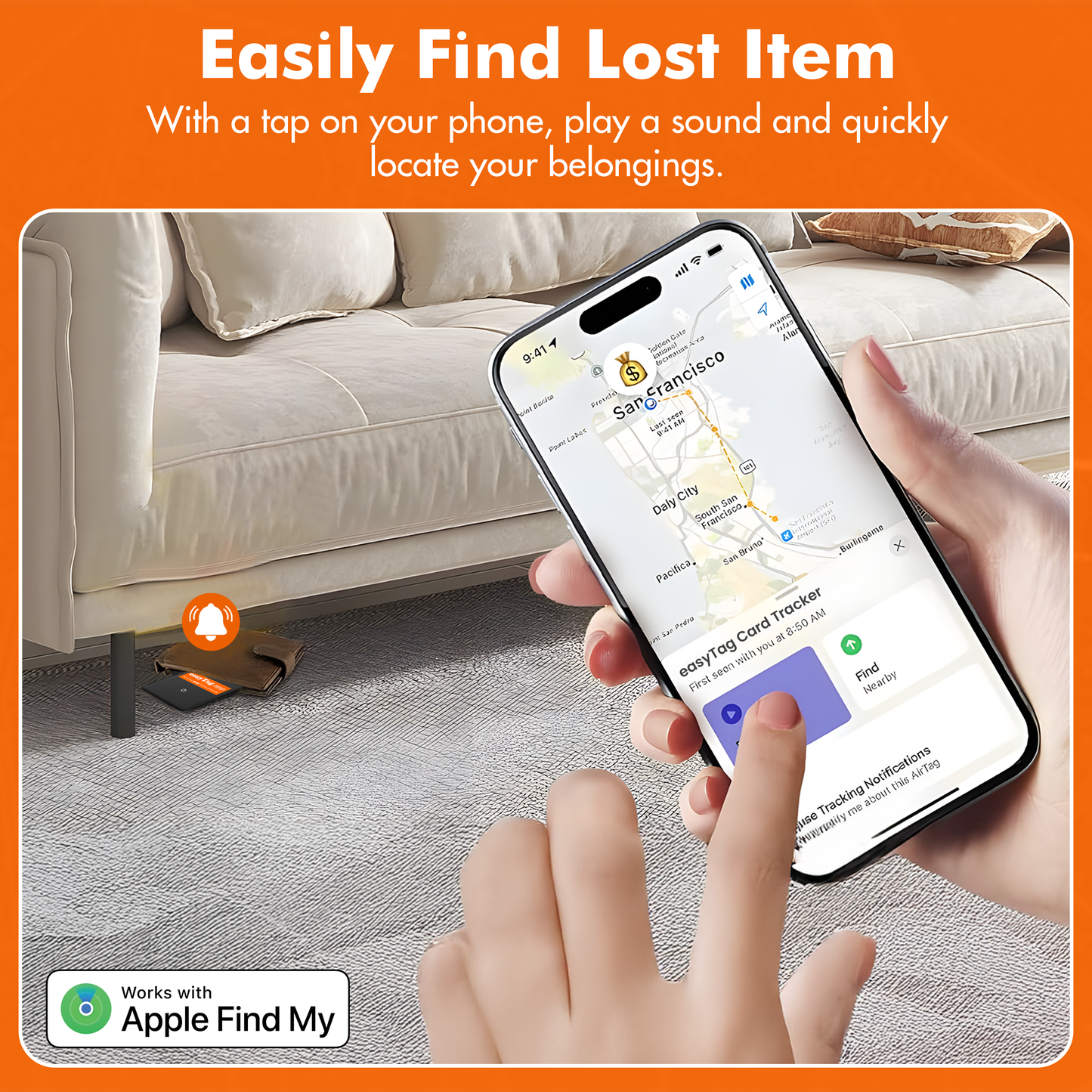 easyTag Apple version Bluetooth tracker for locating wallets bags and passports