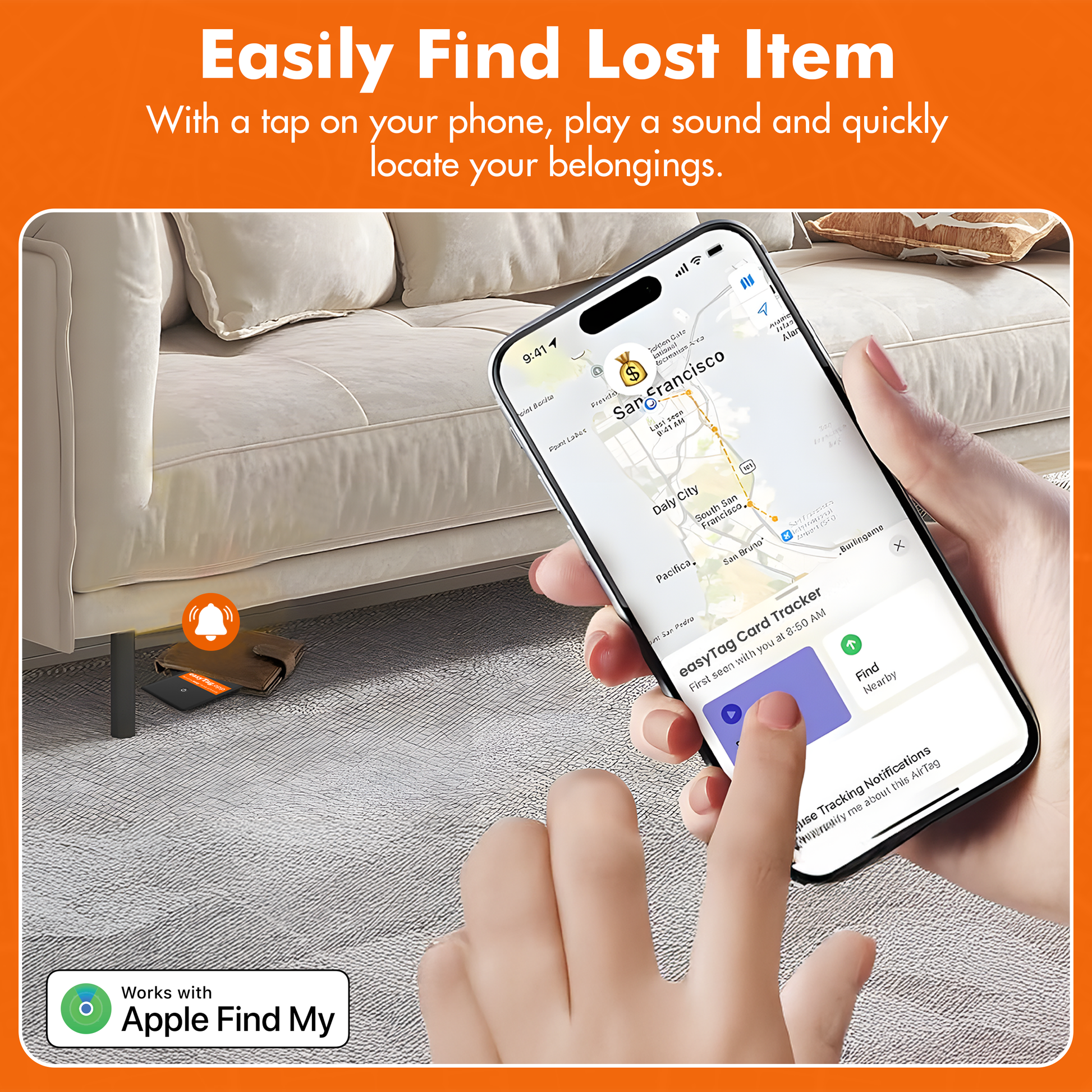 easyTag Apple version Bluetooth tracker for locating wallets bags and passports