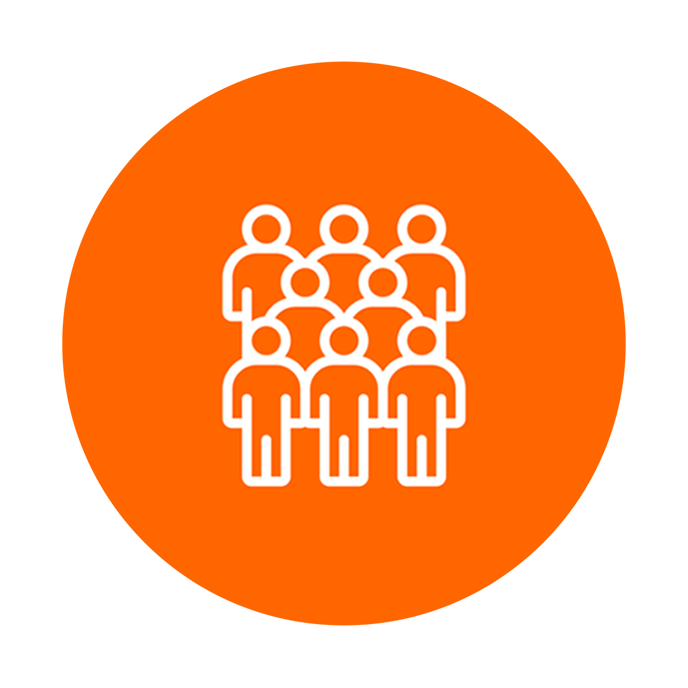 Icon of a group of people on an orange circle background
