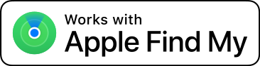 Works with Apple Find My badge.
